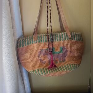 Vintage Sisal Market Shoulder Basket Bag